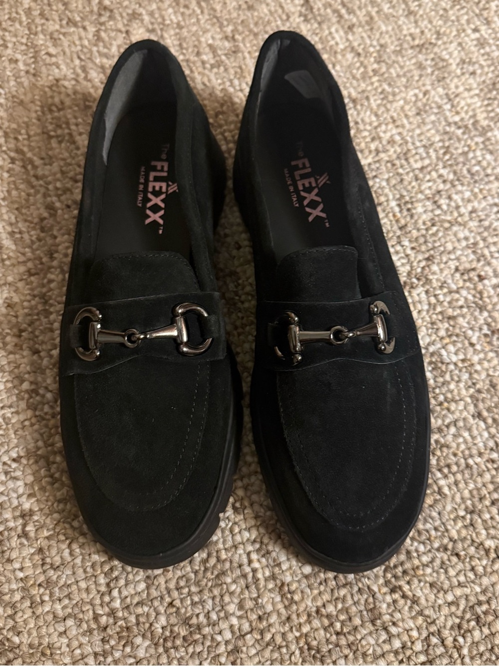 THE FLEXX Black Suede Horsebit Loafers moccasins with Metal Bit